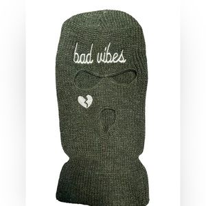 Charcoal grey bad vibes heartbreak ski mask